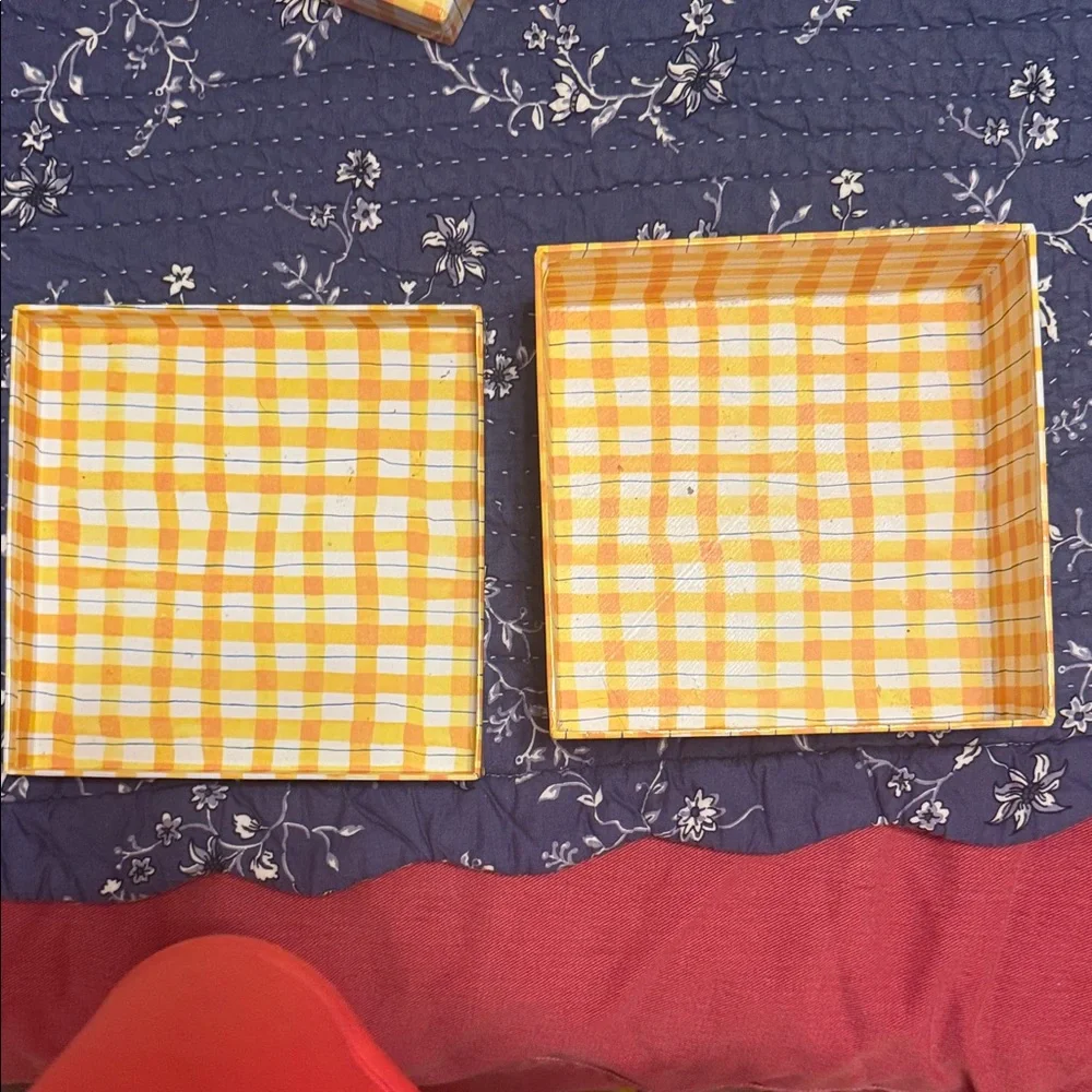 Boxes Yellow Gingham Storage Box Set